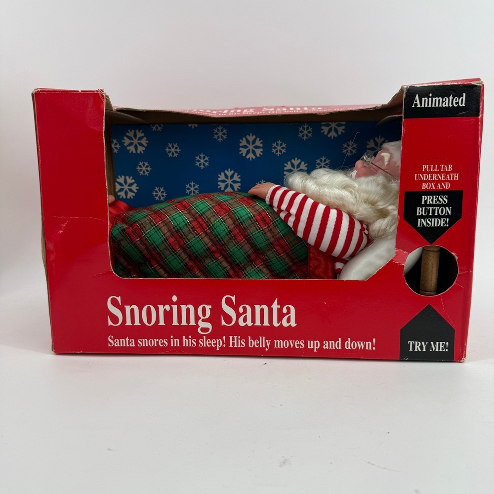 Gemmy Snoring Santa Animated Plush Unisex OS Red Plaid 1993 Vintage Decor TESTED